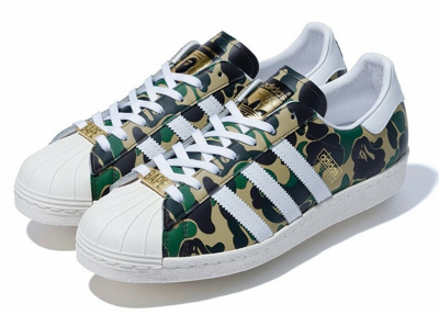 Pre-owned Adidas Originals Bape X Adidas Superstar 80s Bape Abc Camo Green Gz8981 Size 8.5-11