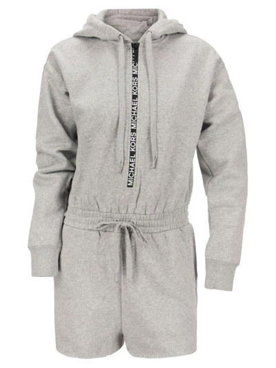 Shop Michael Michael Kors Drawstring Hooded Playsuit In Grey