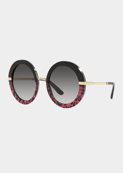 Shop Dolce & Gabbana Round Acetate/metal Sunglasses In Leo Pink