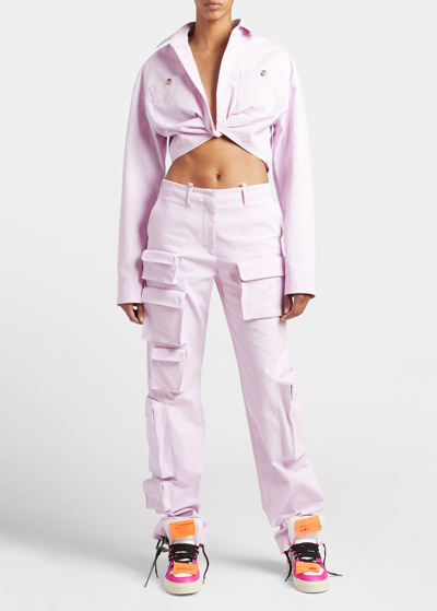 Shop Off-white Multi-pocket Straight-leg Cargo Pants In Lilac No Col