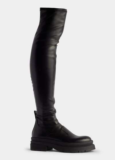Shop Jw Anderson Leather Over-the-knee Legging Boots In Black