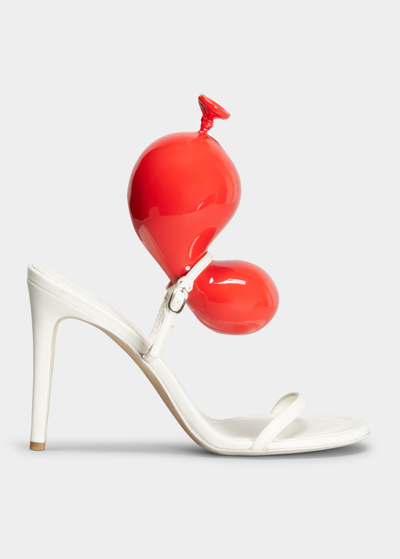Shop Loewe Balloon Lambskin Slide Sandals In 2107 White/red