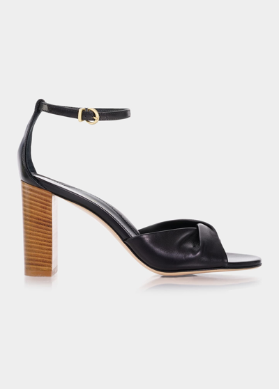 Shop Marion Parke Carrie Twisted Napa Ankle-strap Sandals In Black