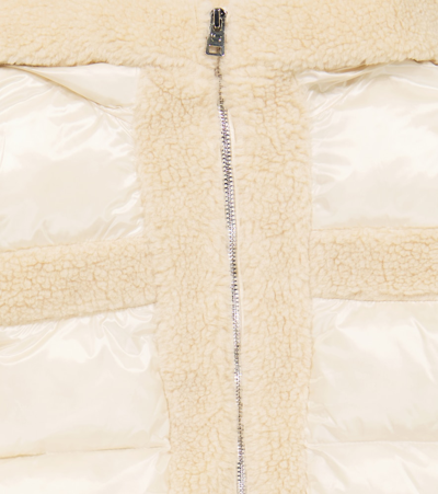 Woolrich Faux Shearling-trimmed Puffer Coat In Cream