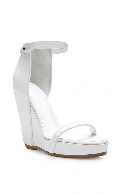 Rick Owens Web Wedge Leather Sandals In White