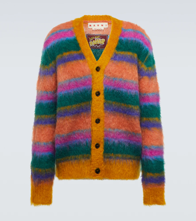 Shop Marni Mohair-blend Cardigan In Multicolor