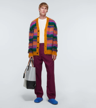 Shop Marni Mohair-blend Cardigan In Multicolor
