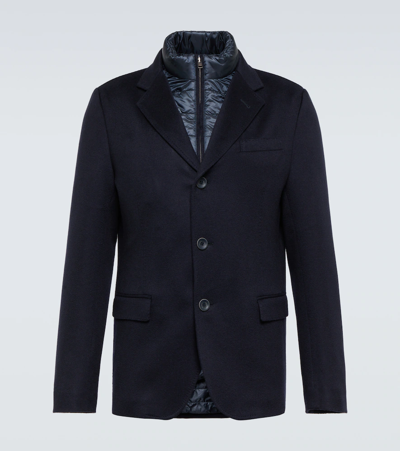 Shop Herno Convertible Cashmere Blazer In Blu Scuro