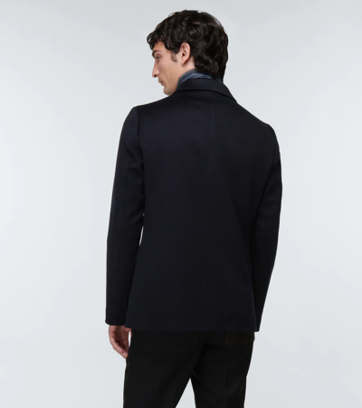 Shop Herno Convertible Cashmere Blazer In Blu Scuro