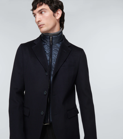 Shop Herno Convertible Cashmere Blazer In Blu Scuro