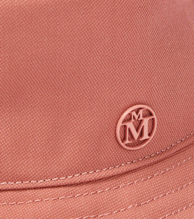 Shop Maison Michel Logo Wool Canvas Bucket Hat In Old Pink