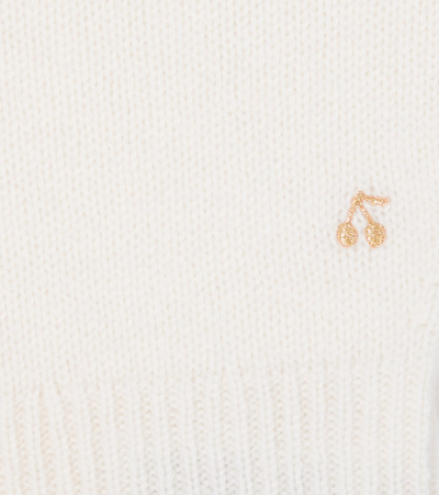 Shop Bonpoint Embroidered Cashmere Hat In Blanc Lait
