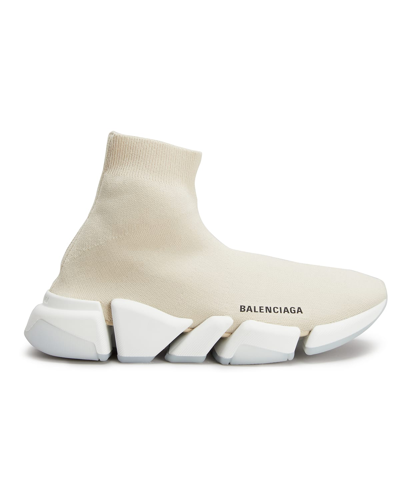 Shop Balenciaga Speed 2.0 Logo Knit Sock Sneakers In Light Beige