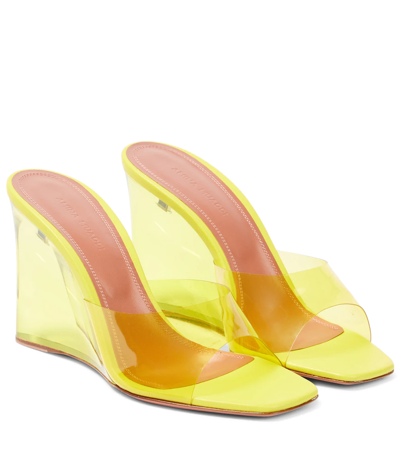 Amina Muaddi 95mm Lupita Glass Wedge Heels In Yellow