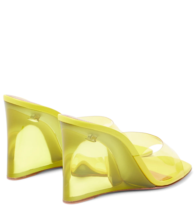 Shop Amina Muaddi Lupita Pvc Wedge Mules In Yellow