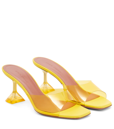 Shop Amina Muaddi Lupita Pvc Mules In Yellow