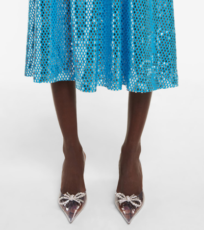 Shop Amina Muaddi Rosie Embellished Slingback Pumps In Transparent