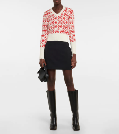 Shop Ami Alexandre Mattiussi Ami De Caur Jacquard Sweater In Off White/red