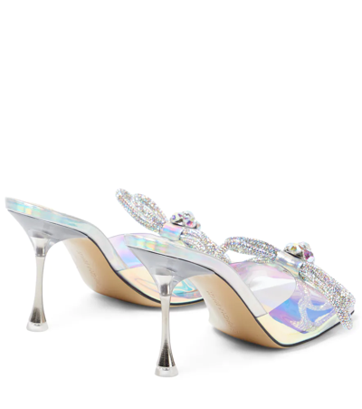 Shop Mach & Mach Double Bow Embellished Pvc Mules In Iridescent