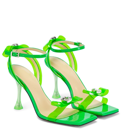 Shop Mach & Mach Bow-embellished Sandals In Green Fluo
