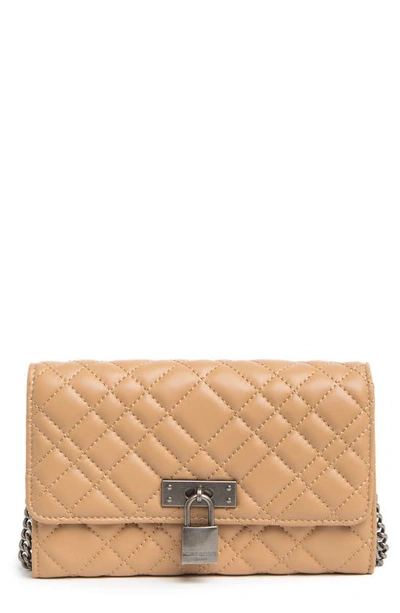 Shop Kurt Geiger Brixton Quilted Chain Wallet In Camel