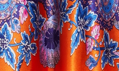 La Fiorentina Paisley Print Halter Blouse In Orange