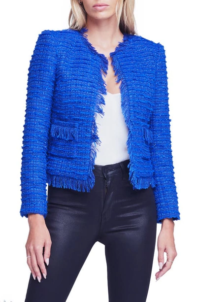L Agence Angelina Sequin Tweed Jacket In Twilight Blue | ModeSens