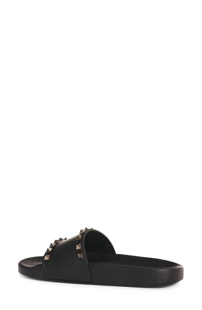 Shop Valentino Rockstud Slide Sandal In Black/ Black