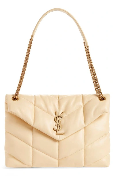 Shop Saint Laurent Medium Loulou Puffer Quilted Leather Crossbody Bag In Jaune Pale