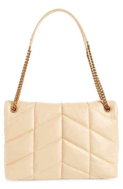 Shop Saint Laurent Medium Loulou Puffer Quilted Leather Crossbody Bag In Jaune Pale