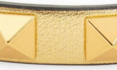 Shop Valentino Rockstud Small Leather Bracelet In Antique Brass