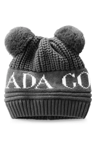 Shop Canada Goose Double Pompom Hat In Iron Grey