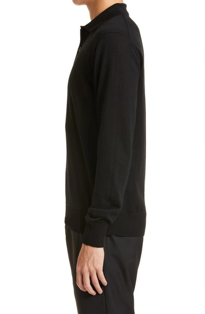 Shop Emporio Armani Wool Polo Sweater In Solid Black