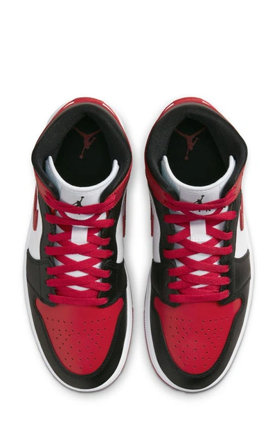 Shop Jordan Air  1 Mid Sneaker In Black/ Fire Red/ White