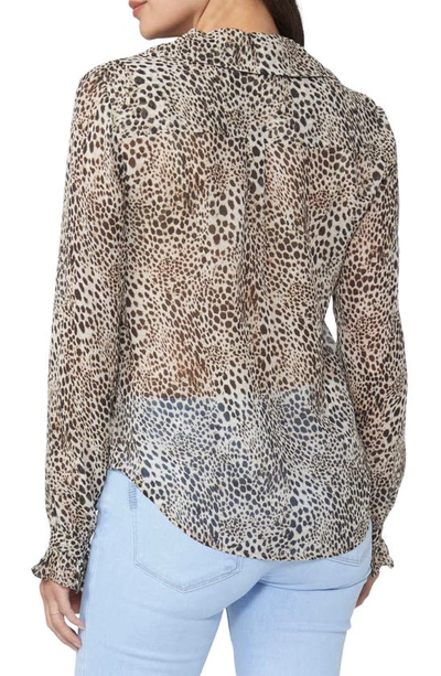Shop Paige Ellyn Sheer Silk Blouse In Taupe Multi