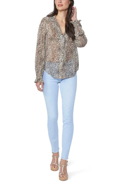 Shop Paige Ellyn Sheer Silk Blouse In Taupe Multi