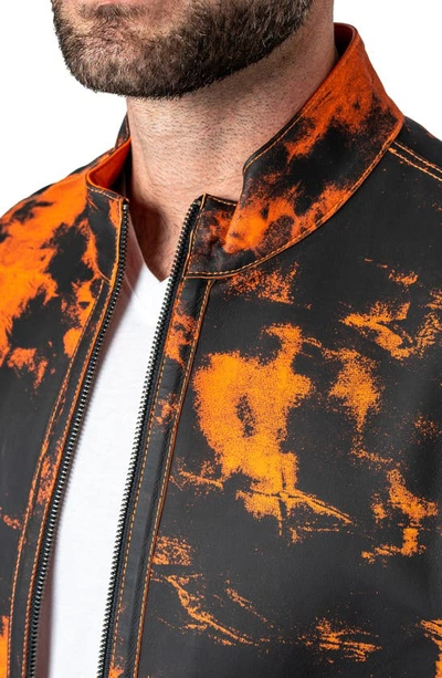 Shop Maceoo Lab Orange Reversible Leather Jacket