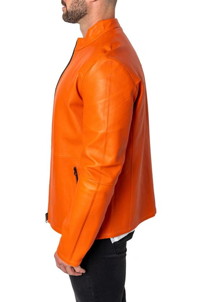 Shop Maceoo Lab Orange Reversible Leather Jacket