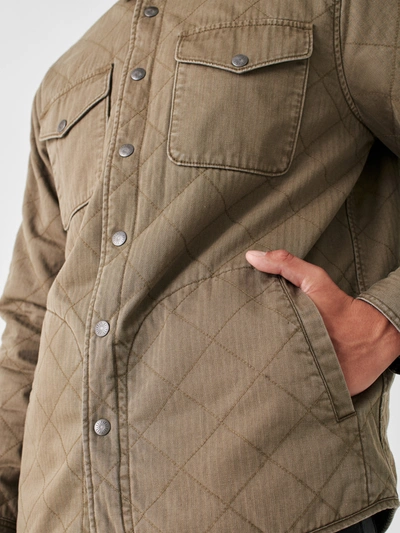 Shop Faherty Doug Good Feather Reversible Bondi Jacket In Olive/black Star Nation