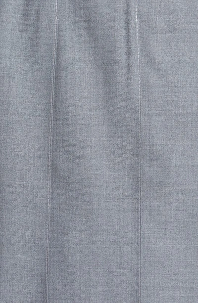 Thom Browne Grey Wool 4-bar Pleated Miniskirt In Medium Grey