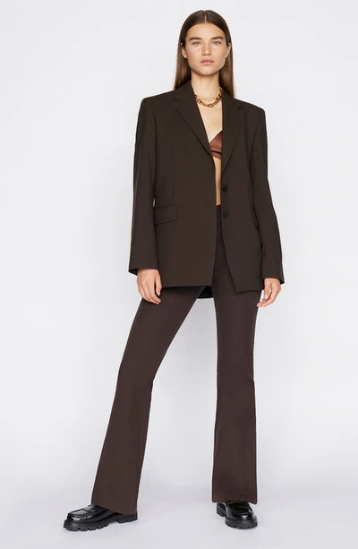 Shop Frame Le High Flare Stretch Cotton Trouser Pants In Americano