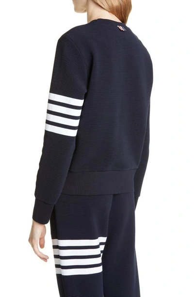 Shop Thom Browne 4-bar Crewneck Sweatshirt In Navy