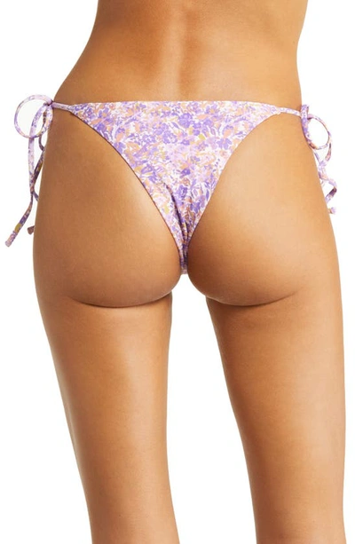 House Of Cb Santorini Floral-print High-rise Stretch-woven Bikini Bottoms In Violet Floral