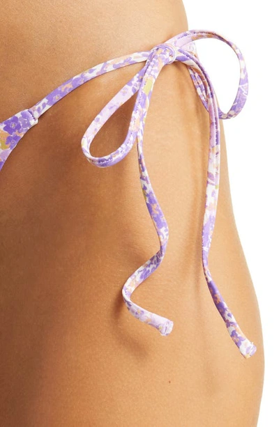 House Of Cb Santorini Floral-print High-rise Stretch-woven Bikini Bottoms In Violet Floral