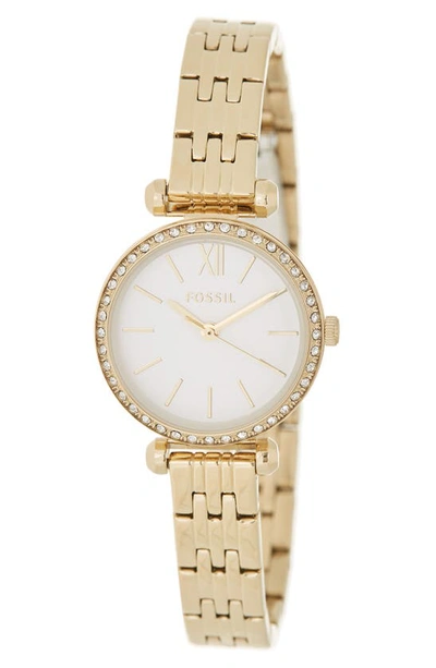 Fossil Tillie Mini 3-hand Crystal Bezel Bracelet Watch, 26mm In Gold