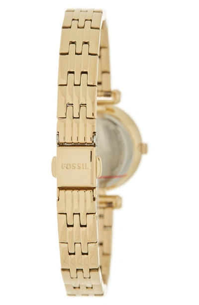 Fossil Tillie Mini 3-hand Crystal Bezel Bracelet Watch, 26mm In Gold