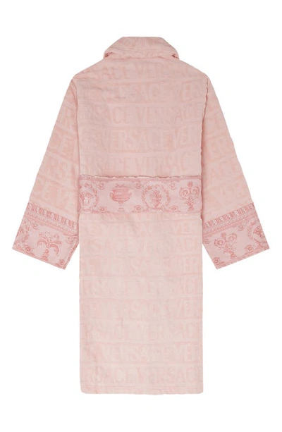 Shop Versace Barocco Terry Robe In Pink Pink
