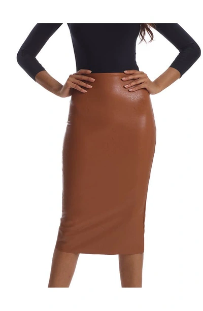 Shop Commando Faux Leather Midi Skirt In Cocoa