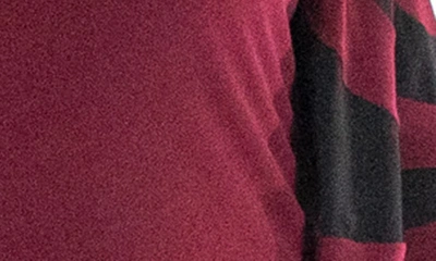 Shop Nina Leonard Colorblock Stripe Top & Pants Set In Wine/ Black