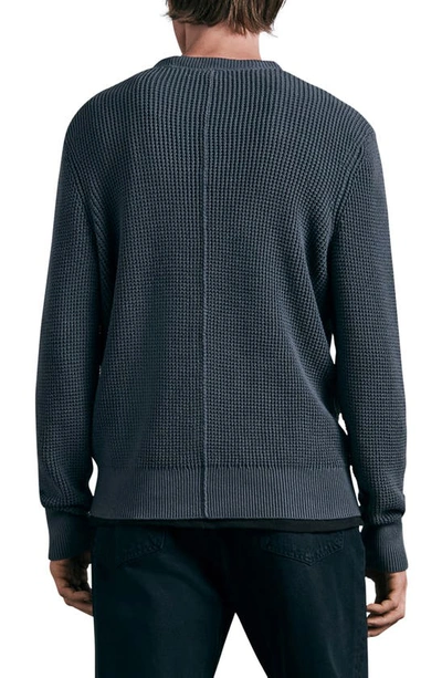 Shop Rag & Bone Icons Dexter Waffle Knit Crewneck Cotton Sweater In Slate